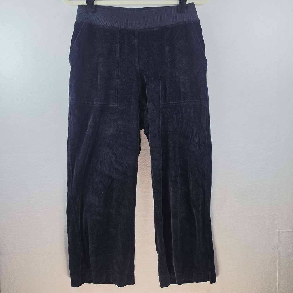 Pact Organic Cotton Velour Lounge Pants Black Wide Leg Small